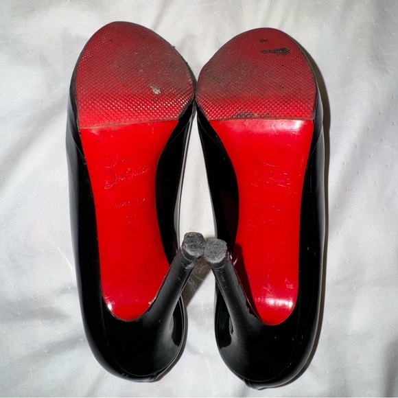 CHRISTIAN LOUBOUTIN BLACK PATENT LEATHER PLATFORM NEW SIMPLE PUMP 120 SZ 37 - Picture 8 of 16